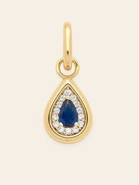 NEW Melanie Auld Droplet Charm in Gold/Sapphire Blue